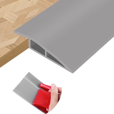 Zelfklevend Overgangsprofiel voor Deur Drempel - Hoogtecompensatie PVC Profiel voor Tafelonderkant en Vloerbedekking (Grijs, 10mm×1m)
