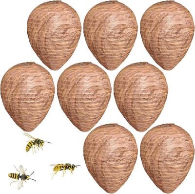 Effectieve Set van 8 Nep Wespennesten voor Preventieve Wespentrap in Tuin en Buitenruimte, Ideaal tegen Hornissen en Gele Jackets