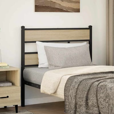 vidaXL - Vervangend - hoofdbord - 80 - cm - ijzer - en - bewerkt - hout - sonoma - eikenkleurig