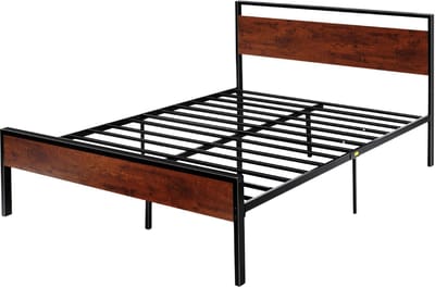 Queen Size Metalen Bedframe Met Hoofdbord en Voetbord, 14 Inch Hoogte