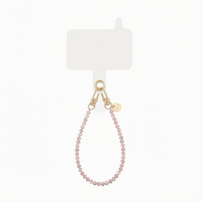 xoxo Wildhearts Telefoonkoord met clip - Crystal Cord (Roze) - Kort koord voor telefoon - Phone cord met koord clip - Kristallen Telefoonketting - geschikt voor iPhone / Samsung - Roze