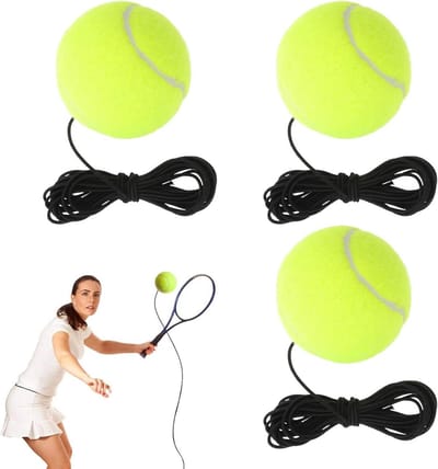 Reserveballen met koord - Tennisballen trainer - Tennistraining verbeteren - Robuust rubber vilt - Set van 3 - Groen