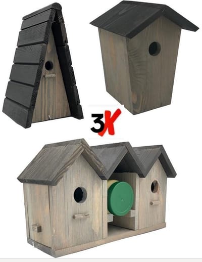 GARDEN SPIRIT Set 3 verschillende Vogelhuisjes Pindakaashuisje Pindakaas in Pindakaaspothouder