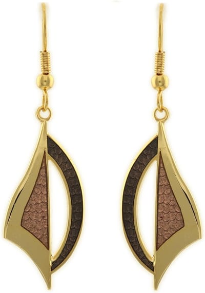 Behave - Oorhangers dames - bladmotief - bruin - 5 cm