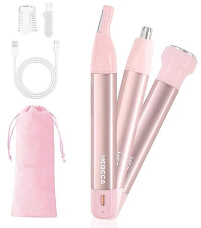 3-in-1 Neushaartrimmer voor Vrouwen - Draagbare Gezichtshaarverwijderaar - Oplaadbare Wenklip- en Perzikfuzz Trimmer