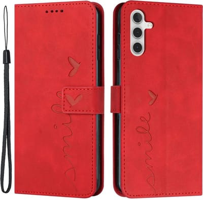 Coverup Hoesje - Geschikt voor Samsung Galaxy S23 FE Hoesje - Coverup Smile Book Case - Rood