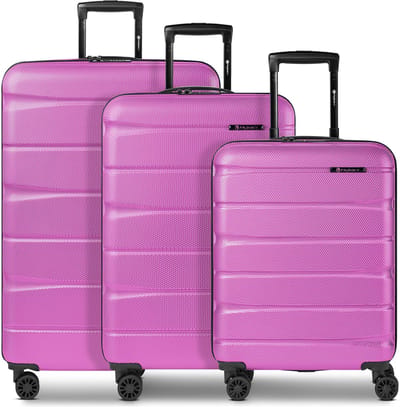 Franky Munich 4.0 4 wielen Kofferset 3-delig met uitbreidingsplooi - Harde bagage - TSA slot - pink dull