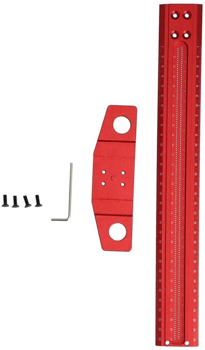 Houten Werkplaats Liniaal van 300mm, Precisie Meetinstrument voor Houtbewerking en Timmerwerk met Handvat voor Rechte Hoeken in Rood