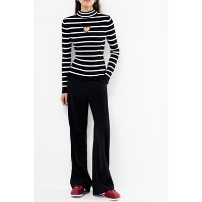 French Connection Melrose Ls Heart Cut Out Jumpe Black/porcelain Crea Größe: XS | Longsleeves Outlet | Damen | Schwarz