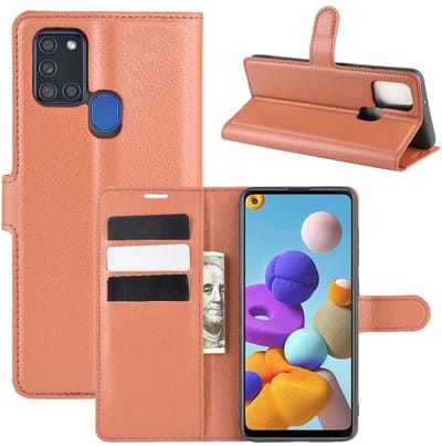 Coverup Hoesje - Geschikt voor Samsung Galaxy A21s Hoesje - Coverup Book Case - Bruin