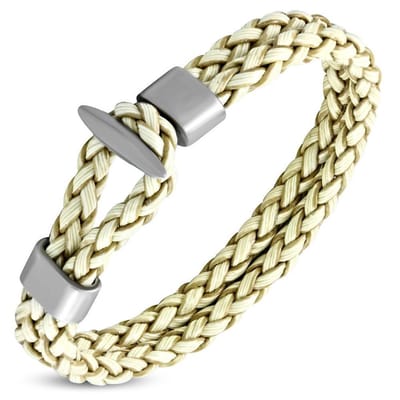 Montebello Armband Mare C - Leer - 316L Staal - Anker - 10mm - 21cm