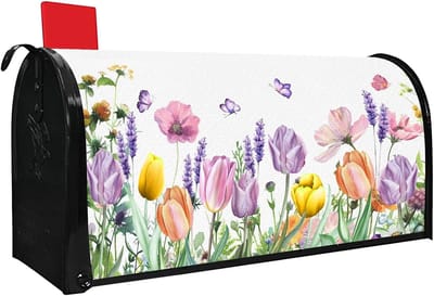 Brievenbushoezen - Postbak decoratie - Tuin versieren - Waterdicht Oxford materiaal - 21 x 18 inch - Paars en groen