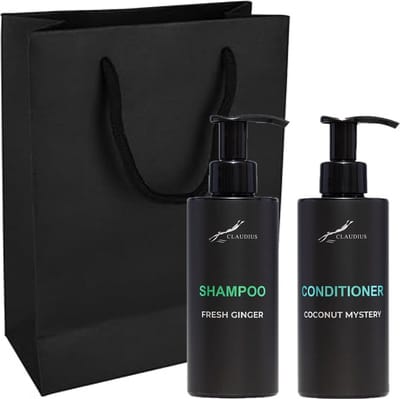 Douchepakket - Shampoo Fresh Ginger + Coconut Conditioner - 300 ml per fles - set van 2 stuks - met luxe gift tas - cadeau - giftset voor hem en haar