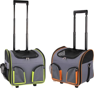 Pawise Luxe Katten & Honden Trolley – Tot 7kg – Reismand – Vensters & Vakken – Grijs – 37x27x33 cm