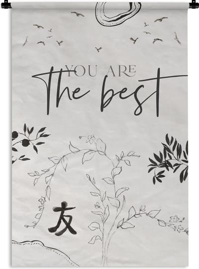 Wandkleed - Wanddoek - Best friends - Vrienden - Quotes - Spreuken - You are the best - 120x180 cm - Wandtapijt