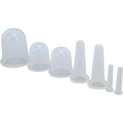 7 stuks Siliconen Gezichtscuppingset Transparante Vacuümzuigmassagecups voor het Gladmaken van Fijne Lijnen white