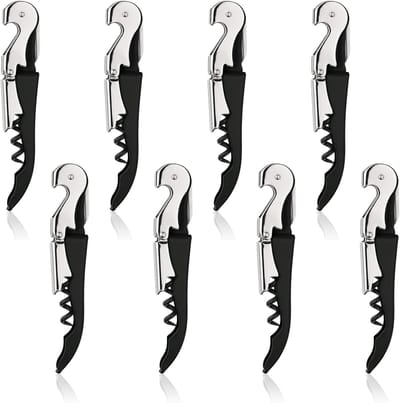 SnelShoppen - 8pcs Professionele 3-in-1 Wijn Kurkentrekker Set - RVS Flesopener voor Thuis, Restaurant, Feest, Banquet - Duurzaam en Roestvrij