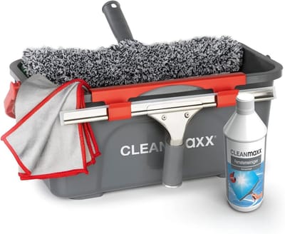 Complete Ruitenreiniger Set van 7 | Makkelijk en Effectief Ramen Reinigen | Inclusief Emmer, Wisser, Microvezeldoek en Concentraat | Geschikt voor Huis, Auto en Camper
