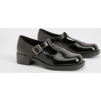 boohoo Dames Logge vierkante teen Mary Jane | Black | Maat: 3