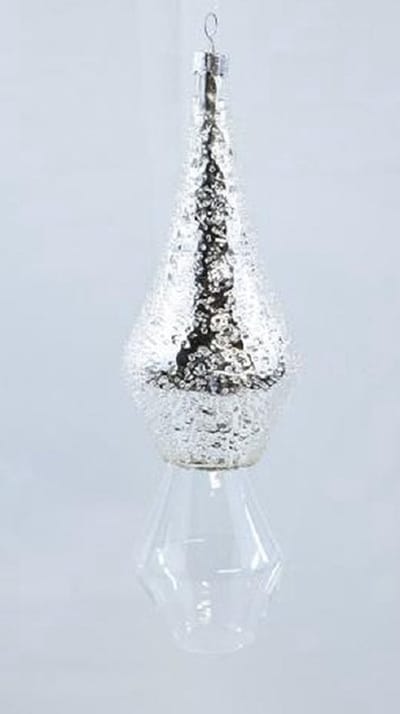 ZoeZo Design - 2 stuks - kerstbal - kerstboomhanger - zilver - helder glas - L24 x Ø 9 cm