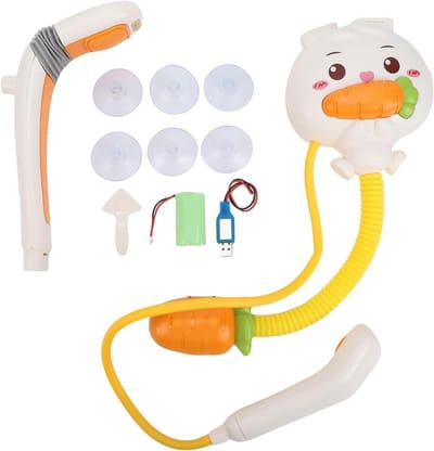 Baby bad sproeikop - Peuter douche - Badtijd plezier - Dubbele sproeikoppen - 24 x 22 x 10 cm - Wit