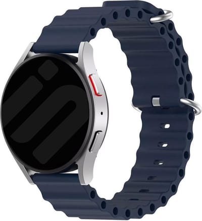 Strap-it Universeel 22mm Ocean siliconen bandje - geschikt voor Samsung Galaxy Watch 3 45mm / 1 46mm / Gear S3 - Polar Vantage M / V3 / Grit X - Amazfit GTR 47mm / GTR 2-3-4 / Balance / Xiaomi Mi Watch / Watch S1 / S3 / 2 Pro - donkerblauw