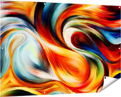 Gards Tuinposter Abstracte Kunst van Kleurrijke Verf - 150x100 cm - Tuindoek - Tuindecoratie - Wanddecoratie buiten - Tuinschilderij