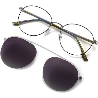 Magnetische Clip-on Brilmontuur Mannen Vrouwen Spiegelglas Bril Klein Montuur Anti Blauw Licht Computergebruik Bril UV400 7007 black