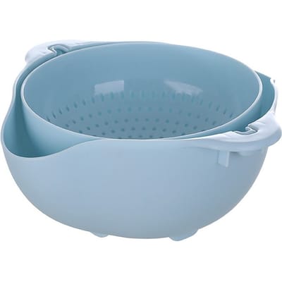met Handvat Groente Afdruipmand Keukengadgets Dubbellaags Rijstwasbak Groen Blauw Roze Aanrecht Draaibare Afdruiprek gray