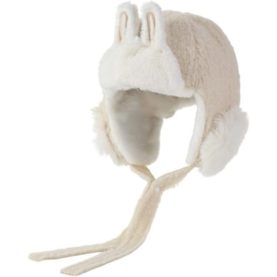Zoete en Veelzijdige Driedimensionale Konijnenoren Pluche Lei Feng Hoed Herfst en Winter Outdoor Vrije Tijd Winddichte Oorbescherming Hoed Leuke Warme Hoed One Size white
