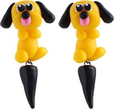 Fako Bijoux® - Oorbellen - Dansende Hond - Geel