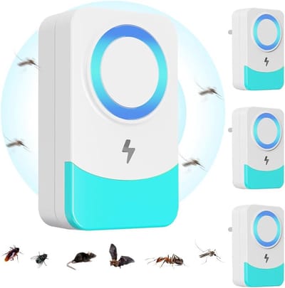 4 Stuks Ultrasone Ongediertebestrijding, Effectieve Muggenbeschermer voor Binnen, Insectenwerend, Anti-Muggen, Ongediertebestrijding voor Krekels, Muizen en Spinnen