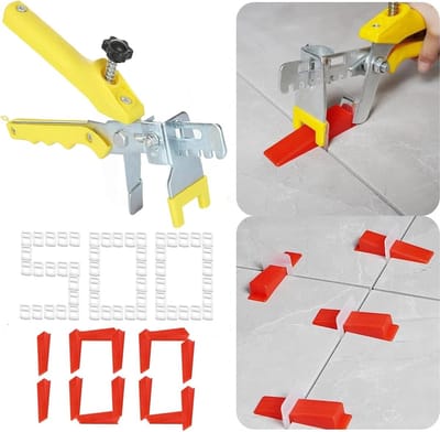Pack van 601 Tegelnivelleersysteem 2.0mm, Spacers met Rode Wiggen en Spanner, Nivelleerset voor Wandtegels, Vloertegels en Verbouwingen