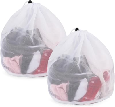 Waszak - Wasnet - Packing Cubes - Waszakje Lingerie - Waszak Schoenen - waszak met trekkoord - Herbruikbare waszak - Fijnmazige waszak - Shirt - Ondergoed - BH en sokken -2 stuks - 50 x 40 cm