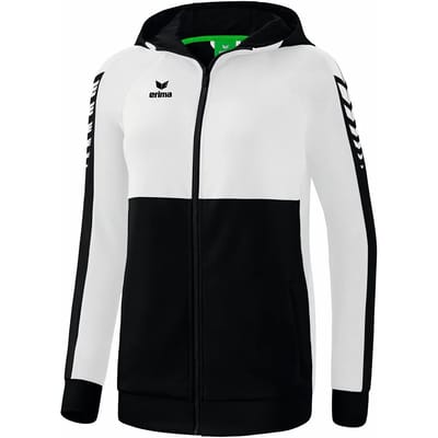 Erima Six Wings Trainingsjack Met Capuchon Dames - Zwart / Wit | Maat: 44