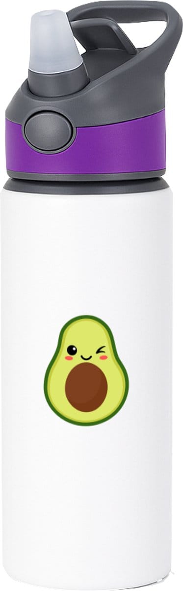 Hacebo® - Avocado's waterfles met rietje paars - Avocado - Fruit liefhebbers - Vrucht - gezond eten - fruit - water fles - 650ML