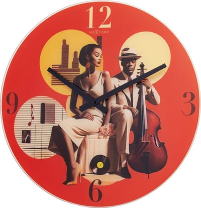 Wandklok 43 cm - Stil - Meerkleurig - Glas - NeXtime 'Jazz'