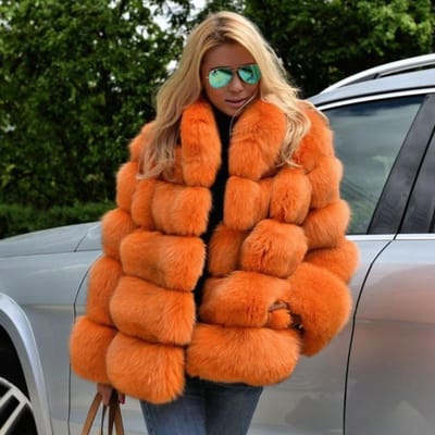 Pels Herfst en Winter Nieuwe Pelsjas Dames Imitatiepels Damesjas M orange