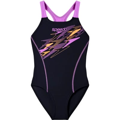 Speedo Medley Logo Medalist 1P Meisjes - Badpak Meisjes met Medalist-Bandjes - Zwempak Meisjes met Vormvaste Pasvorm - Sportbadpak Meisjes voor Jeugdtraining - Zwart/Roze - 152