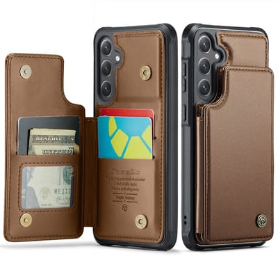 CaseMe Hoesje - Geschikt voor Samsung Galaxy S26 Hoesje - CaseMe C22 Back Cover met Pasjeshouder - Bruin