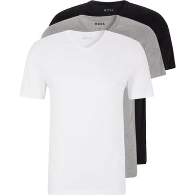 HUGO BOSS Classic T-shirts regular fit (3-pack) - heren T-shirts V-hals - wit - grijs - zwart