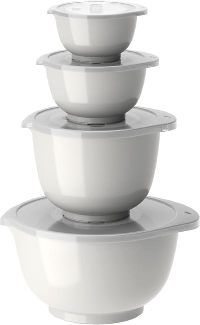 Rosti Margrethe Beslagkom Set - 8 delig - 0,25, 0,5, 1,5 en 3 L - Wit - Mengkom met Deksel voor Bakken en Koken - Magnetron-, Vriezer- en Vaatwasmachinebestendig