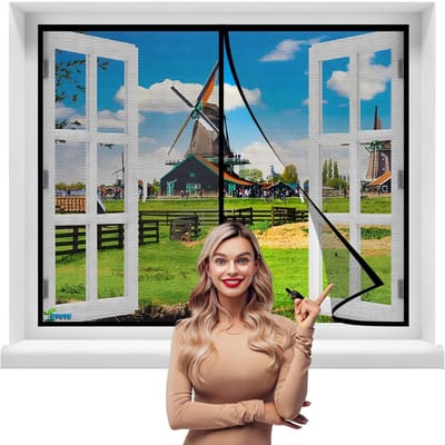 Handsfree magnetische schermdeur dubbele deur 130 x 90 cm - automatisch sluitend, fijnmazig, voor terras en schuifdeuren - zwart