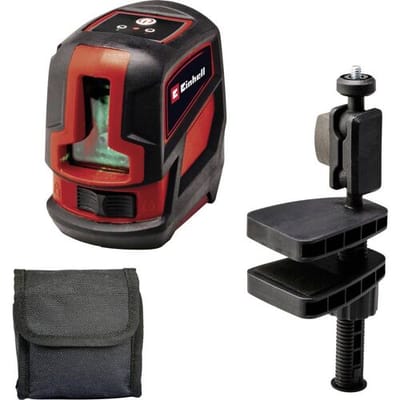 Einhell Kruislijnlaser TC-LL 2 G - Werkbereik 16 m - Horizontaal & verticaal - Nivelleringsbereik 4 ° - Groene laser - Incl. in hoogte verstelbare wandhouder - Incl. praktische opbergtas