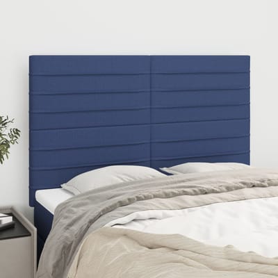 vidaXL - Hoofdbord - blauw - 144x5x118/128 - cm - stof