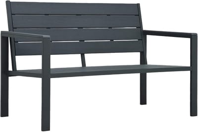Tuinbank - Buitenbank Bankje - Ontspannen Buiten - Weerbestendig HDPE - 120x64x78cm - Grijs Houtlook