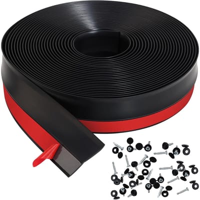 Universele Weerstrip voor Garagedeuren - Zelfklevende Afdichtstrip met Schroeven - 8.02 m - Zwart