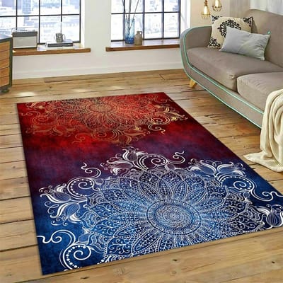Tapis Tapis de Sol Mandala Fleur de Méditation Bohème pour Maison Salon Chambre à Coucher Canapé Paillasson Tapis Décoratif 60*90cm