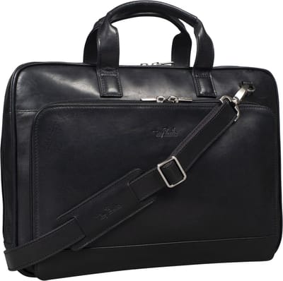 Tony Perotti Leren Laptoptas 15 inch 1-vaks met voorvak - Zwart