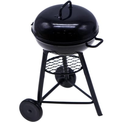 Poppenhuis Miniatuur Zwart BBQ Grill Model Keuken Speelgoed Voor Poppenhuis Picknick Grill Tuin Buiten Decor Kinderen Doe-alsof Speelgoed 1pcs gray